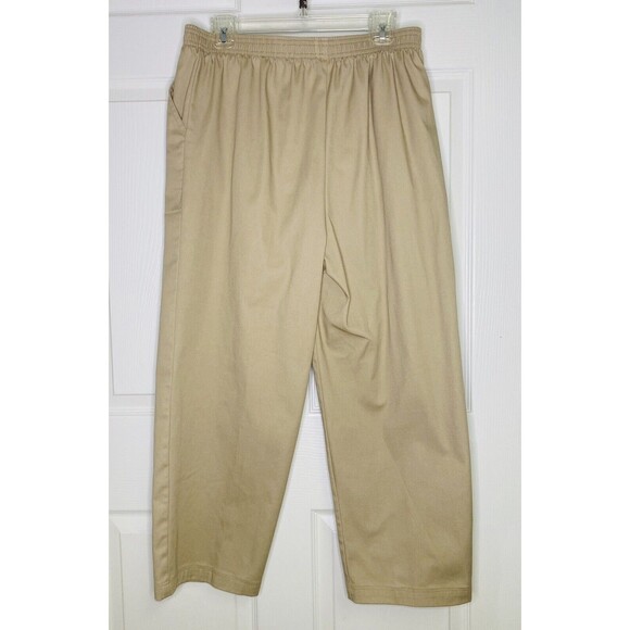 Laura Scott Stretch Waist Sz 14 Beige Pants Tapered Leg Comfort Fit Casual - Picture 2 of 6